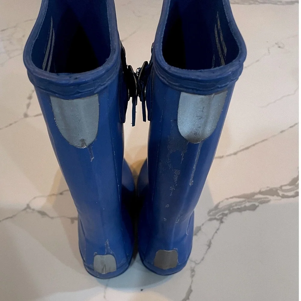 Hunter Original Kids Blue Rubber Rain Boots Waterproof Sz. 2 Muck Fall *See Cond